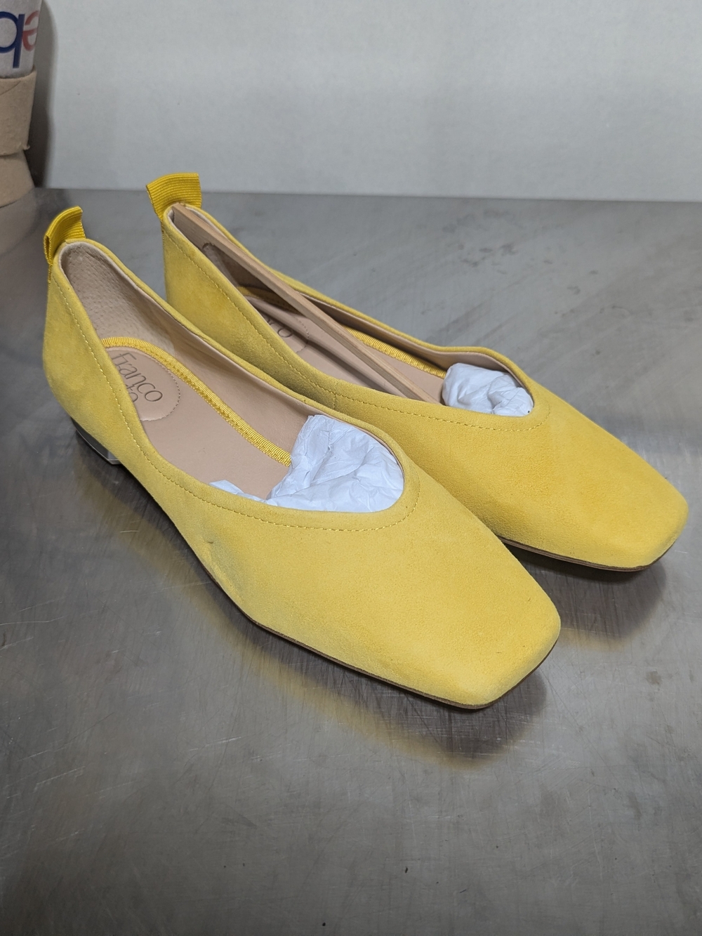 Franco Sarto Yellow Suede Square-Toe Flats 8